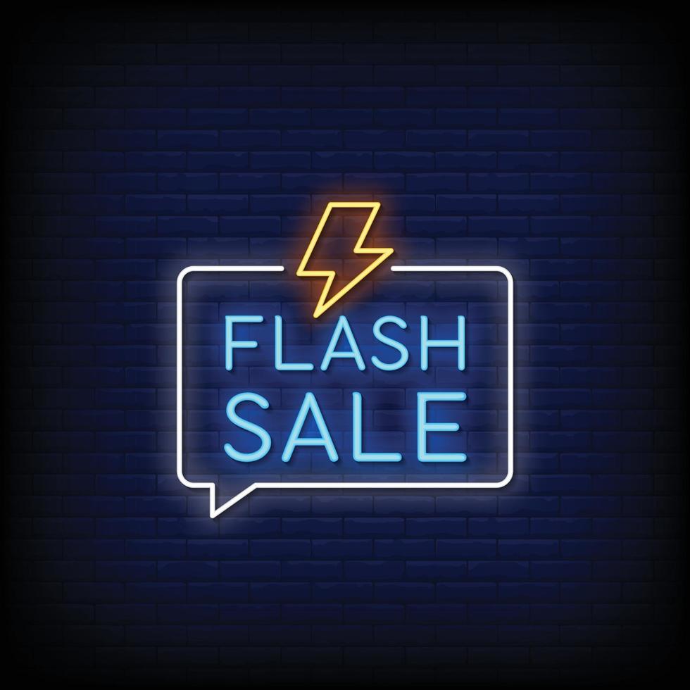 flash försäljning neonskyltar stil text vektor