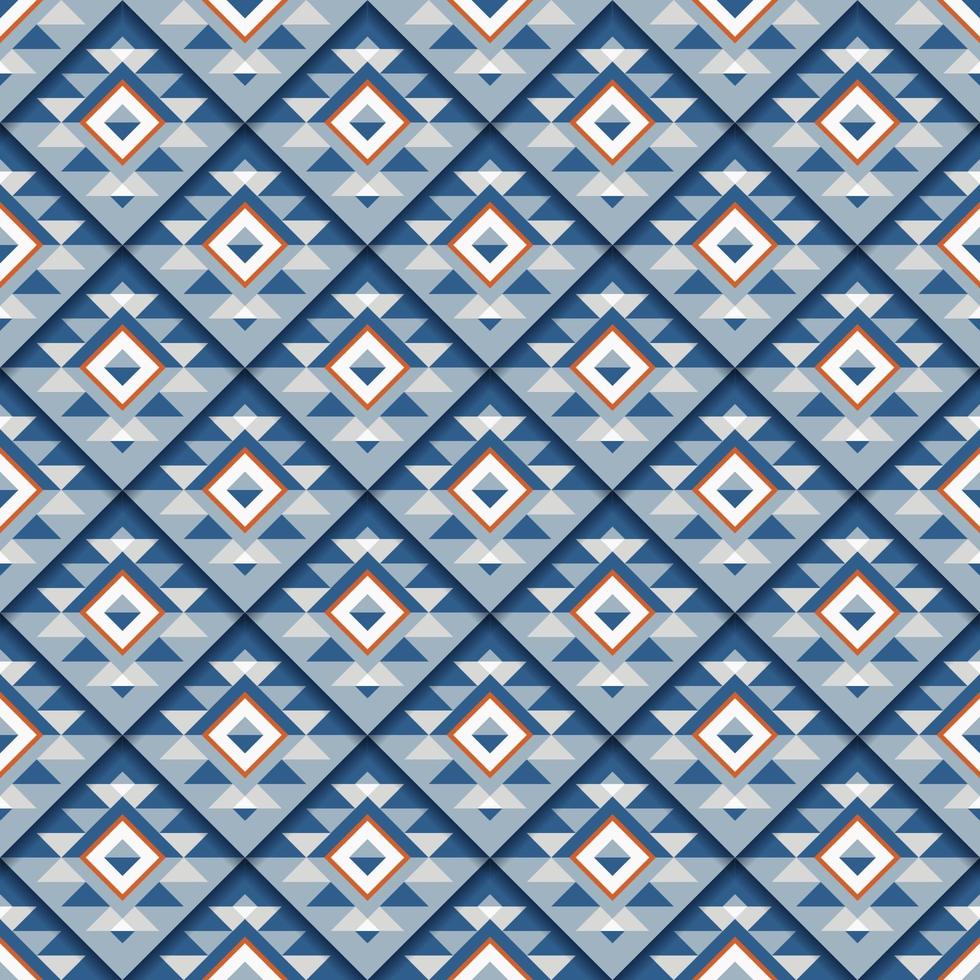 sömlösa geometriska blå fyrkantiga mönster med skugga vektor