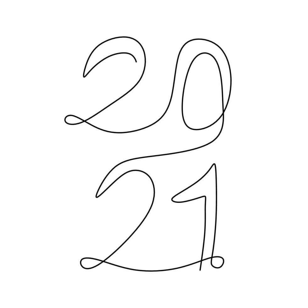 2021 Neujahrsdesign in einem durchgehenden Strichzeichnungen-Zeichenstil. das Jahr des Büffelbullen. begrüße das neue Jahr 2021. Feiern des Neujahrspartykonzept-Minimalismusentwurfs. Vektorillustration vektor