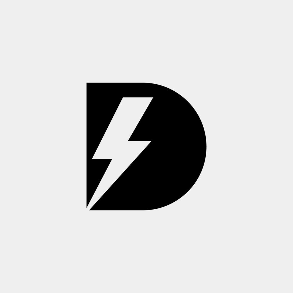 d brev logotyp med blixt- åska bult vektor design. elektrisk bult brev d logotyp vektor illustration.