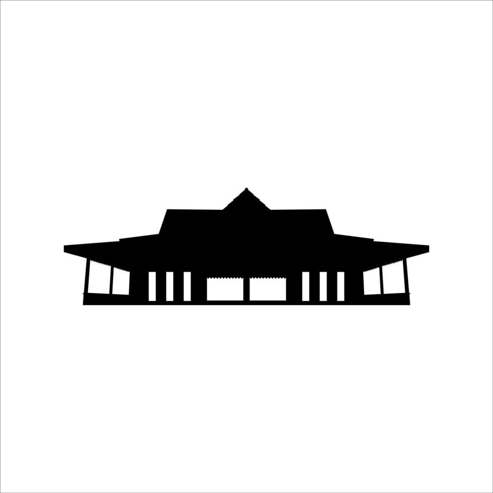 javanese traditionell hus silhuett vektor design på svart och vit bakgrund