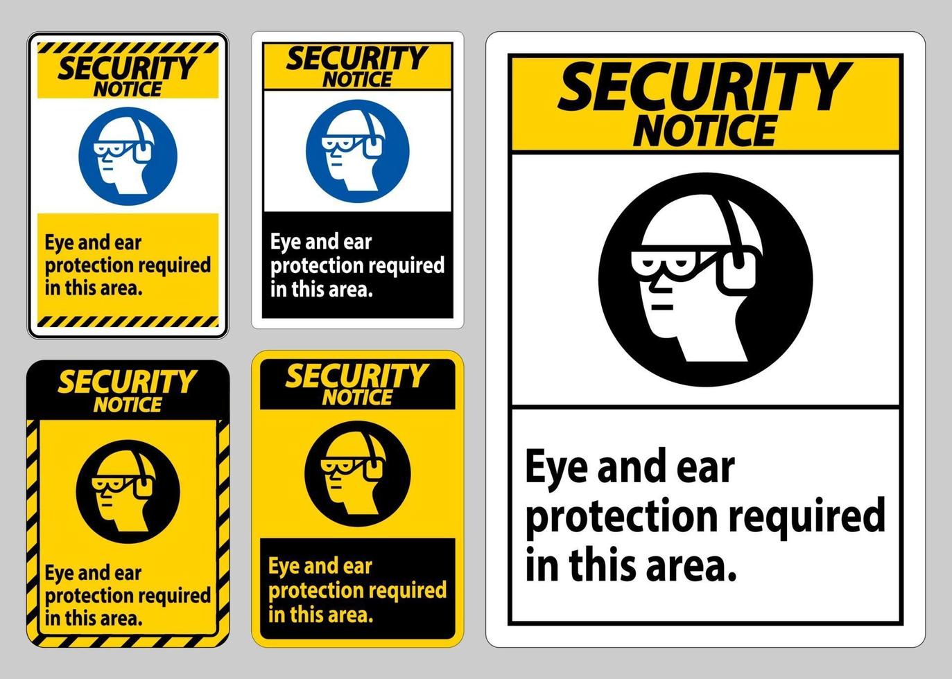 säkerhetsmeddelande tecken på ögon- och hörselskydd krävs i detta område vektor
