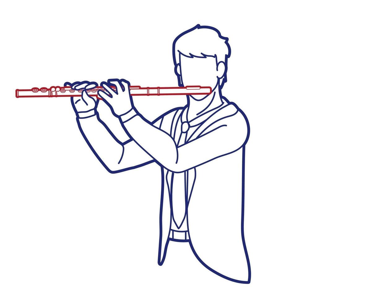 flöjtmusiker orkester instrument grafisk vektor