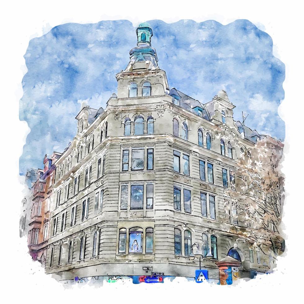 frankfurt deutschland aquarell skizze handgezeichnete illustration vektor