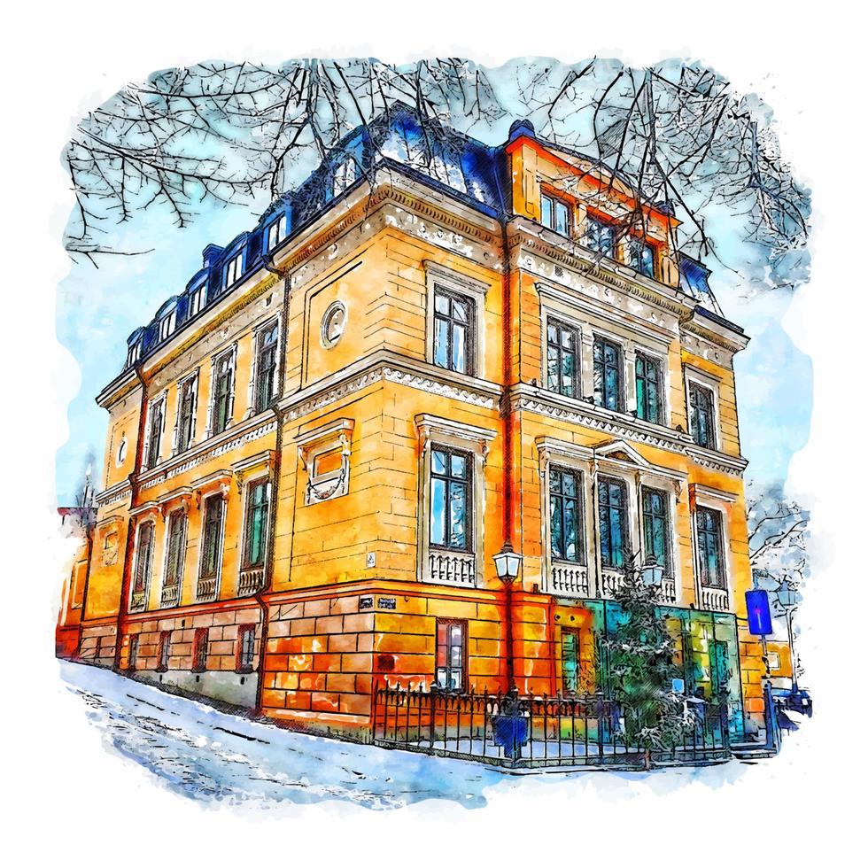 uppsala Schweden Aquarell skizzieren Hand gezeichnet Illustration vektor