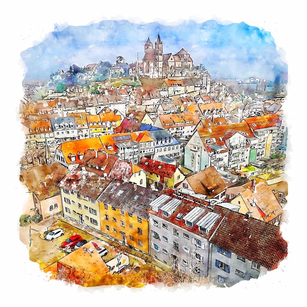 Breisach Deutschland Aquarell skizzieren Hand gezeichnet Illustration vektor