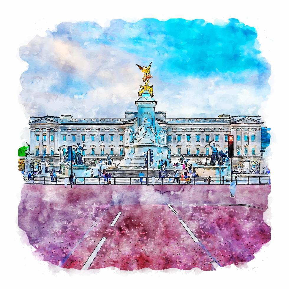 london großbritannien aquarell skizze handgezeichnete illustration vektor