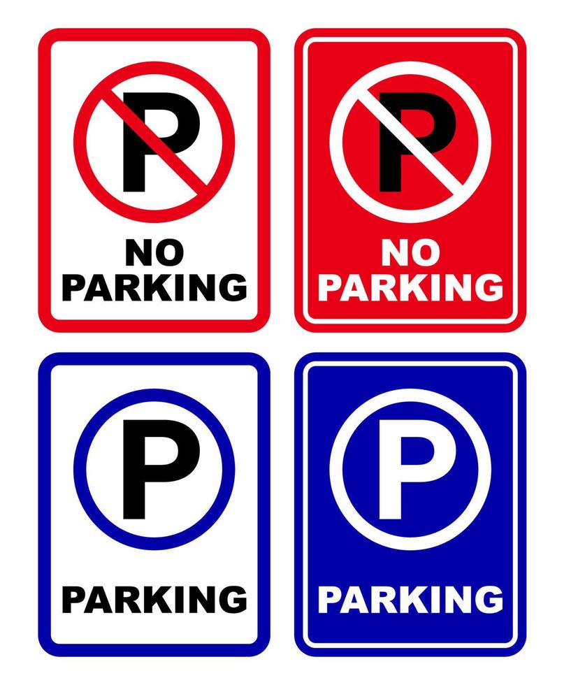 Parkplatz Bereich verboten Zeichen Nein Parkplatz druckbar Symbol einstellen Silhouette Symbol Design vektor