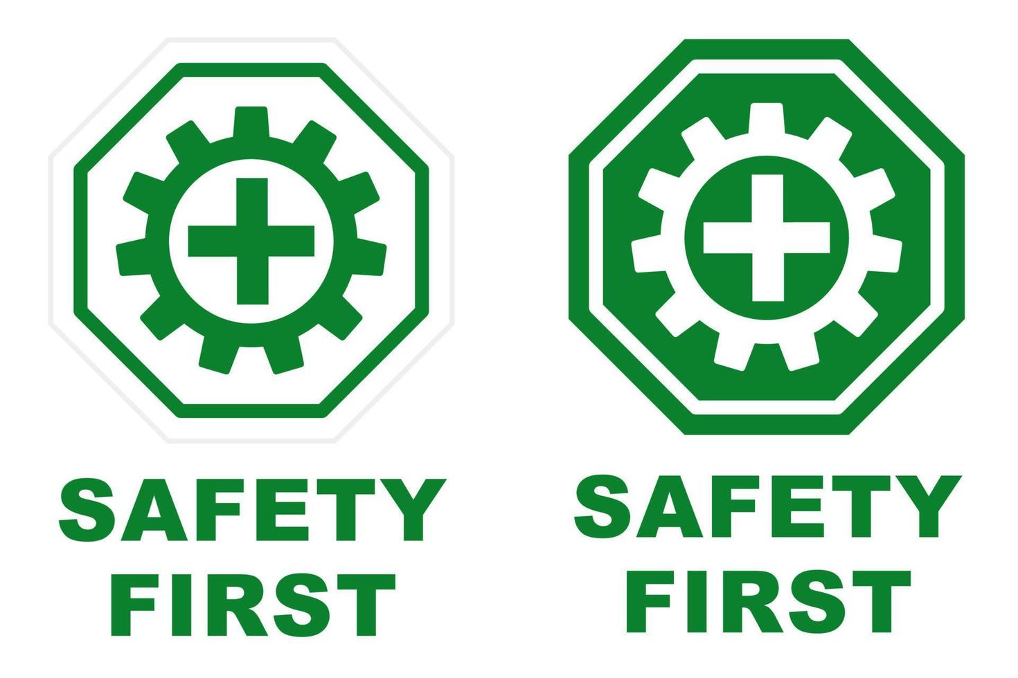 Sicherheit zuerst sechseckig Logo Design druckbar Beschilderung zum sicher Arbeitsplatz Konstruktion Banner Poster vektor