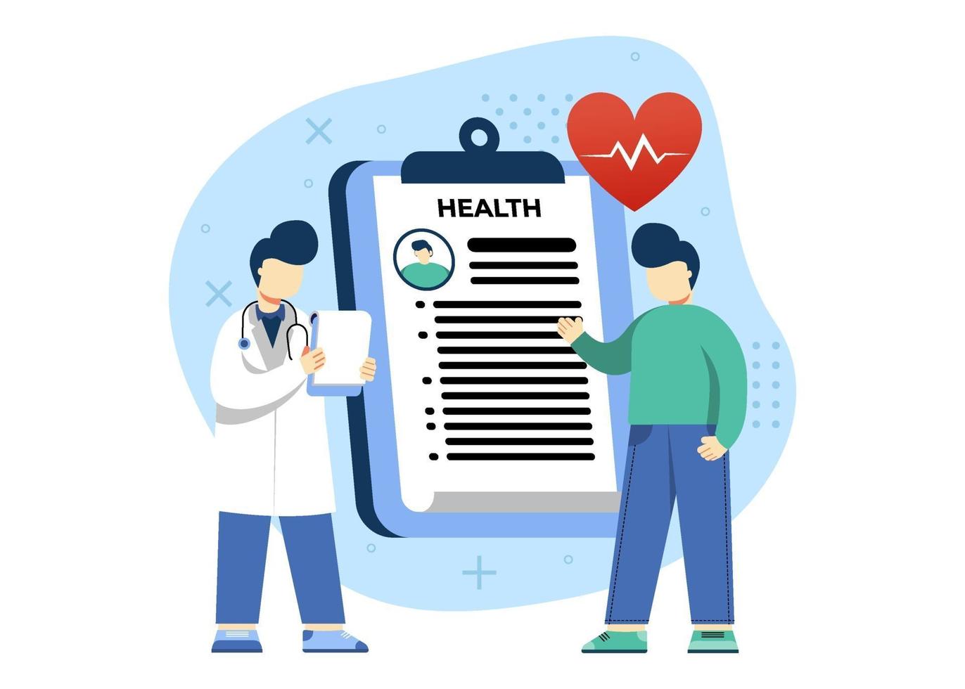 medicin och vård koncept vektorillustration. hälsoundersökning, patientkonsultation, kan användas för webb, hemsida, mobilappar, webbbanner. karaktär tecknad illustration platt stil. vektor