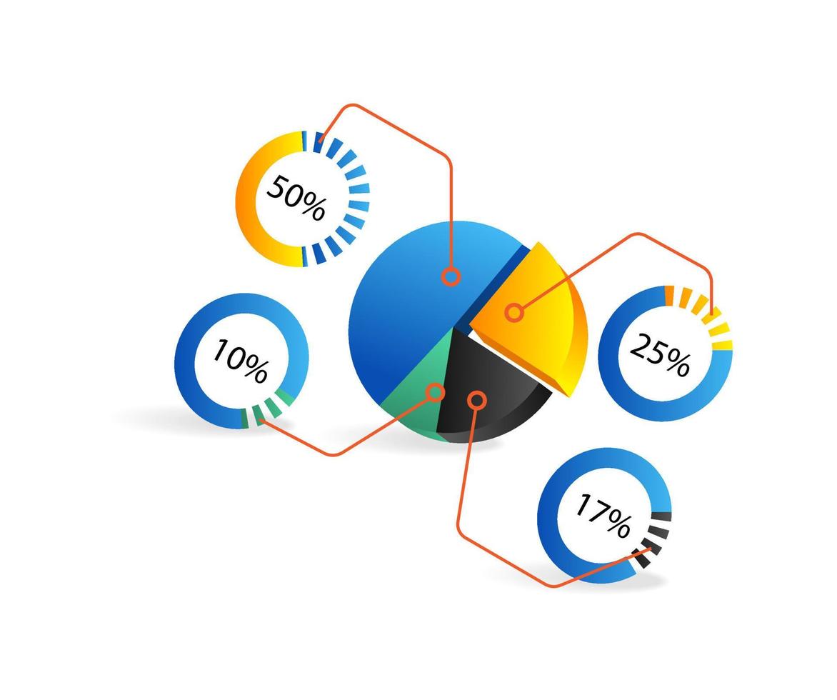 isometrisch eben 3d Illustration Konzept von Geschäft profitieren Teilen Kuchen Diagramm vektor