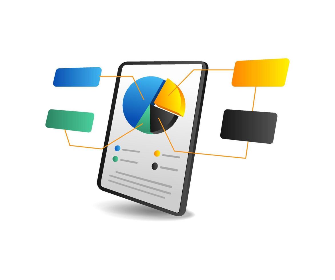 eben 3d Illustration Konzept isometrisch Infografik Kuchen Diagramm Investition Geschäft vektor