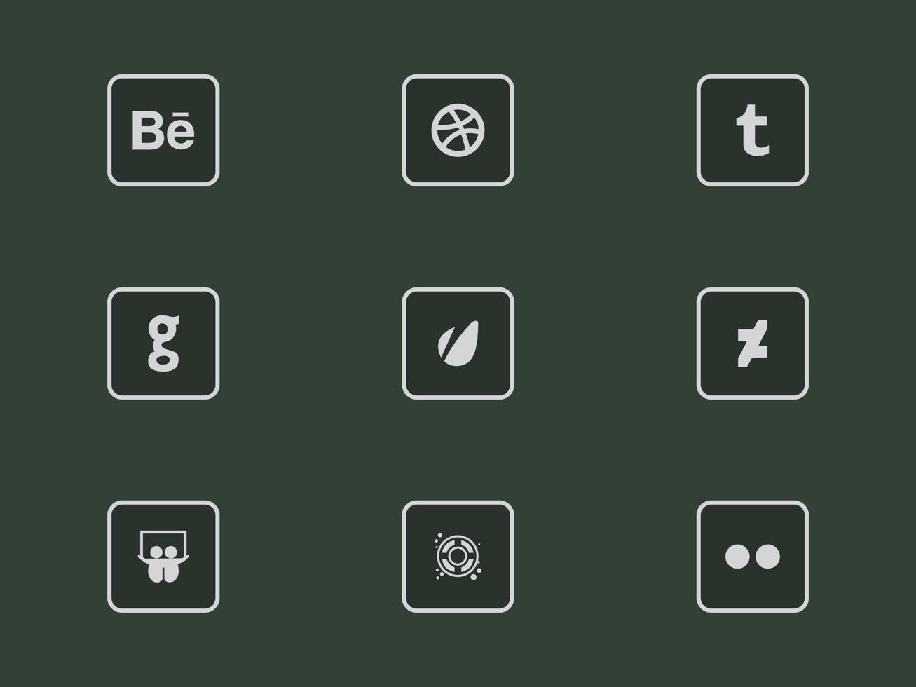 Sozial Medien Portfolio Seite? ˅ Logo einstellen Netz Symbole. Behance designfloat abweichend dribbeln envato flikr Github Schieber tumblr Logo Satz. Sozial Netzwerk Netz Symbole Vektor. vektor