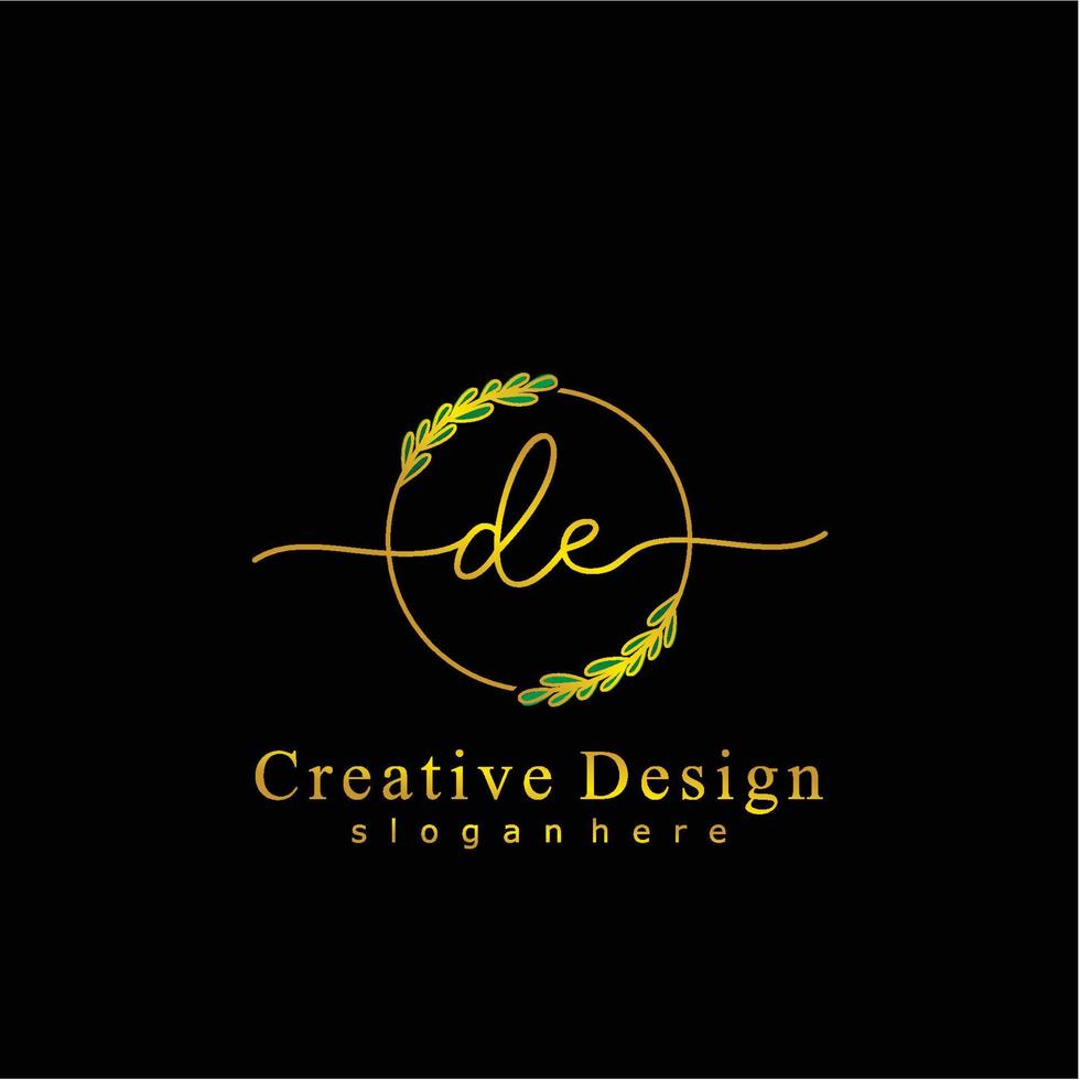 Initiale de Schönheit Monogramm und elegant Logo Design, Handschrift Logo von Initiale Unterschrift, Hochzeit, Mode, Blumen- und botanisch Logo Konzept Design. vektor