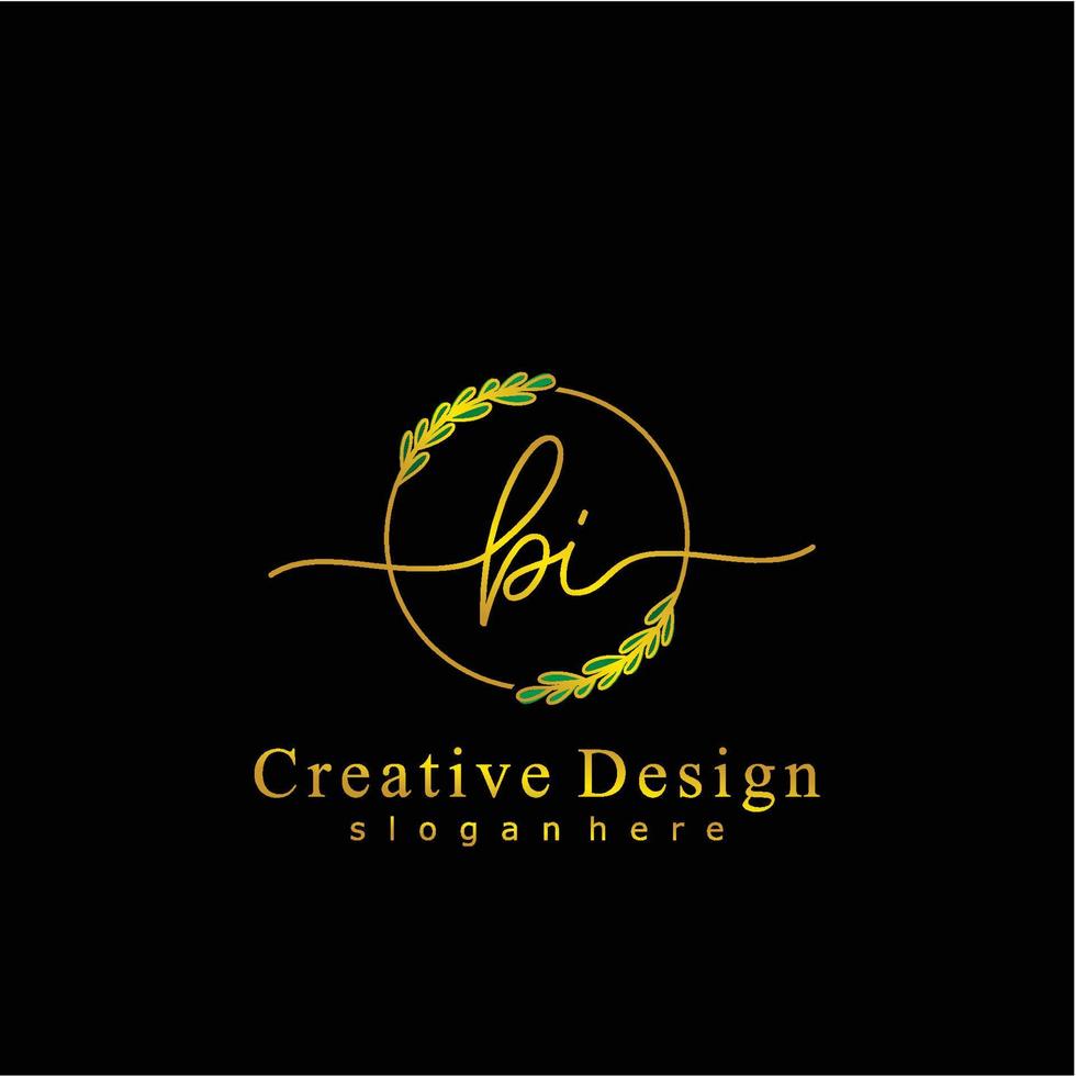 Initiale bi Schönheit Monogramm und elegant Logo Design, Handschrift Logo von Initiale Unterschrift, Hochzeit, Mode, Blumen- und botanisch Logo Konzept Design. vektor
