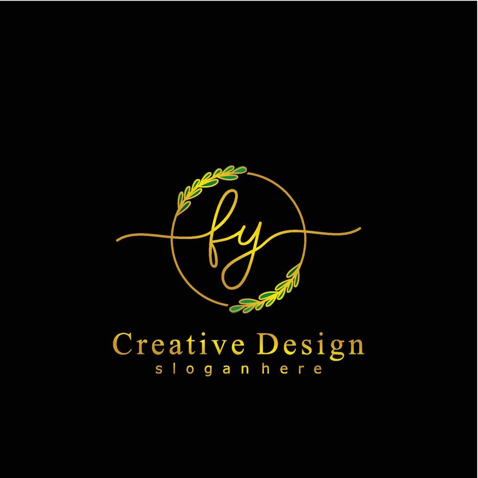 Initiale fy Schönheit Monogramm und elegant Logo Design, Handschrift Logo von Initiale Unterschrift, Hochzeit, Mode, Blumen- und botanisch Logo Konzept Design vektor