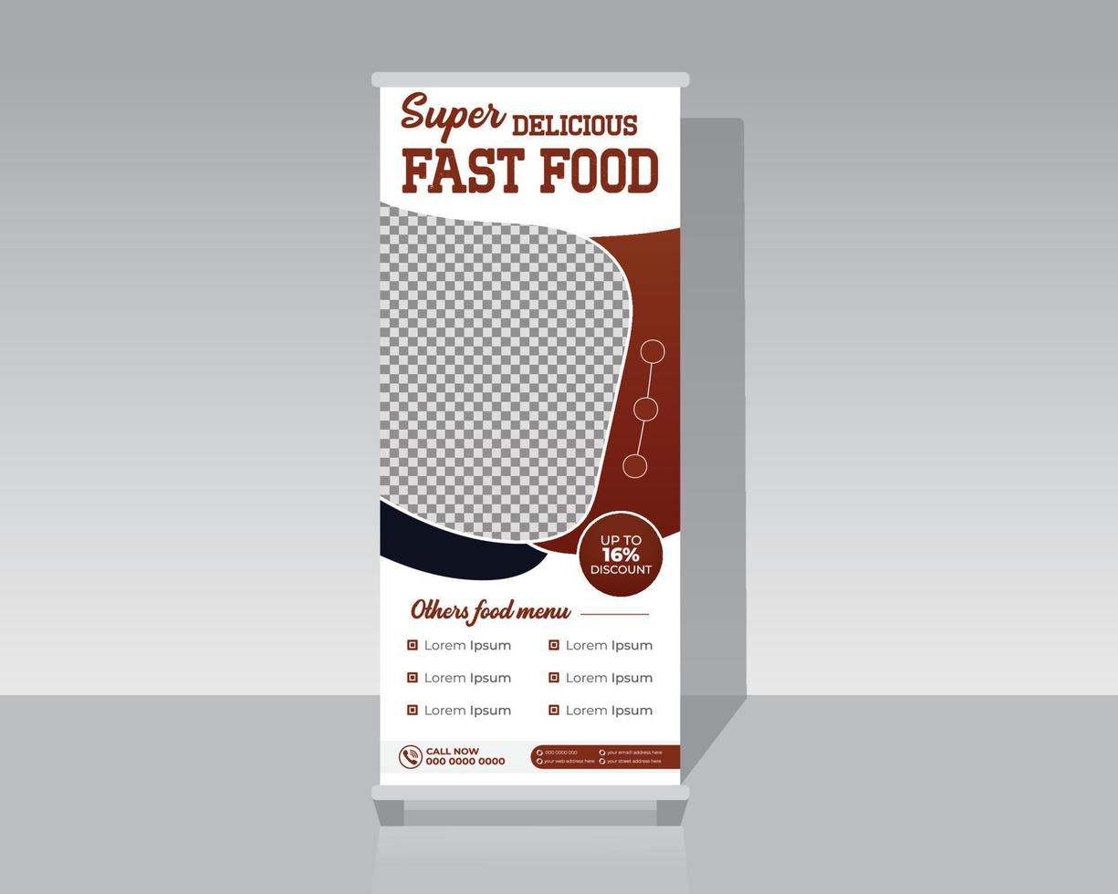 mat och restaurang roll up banner design vektor