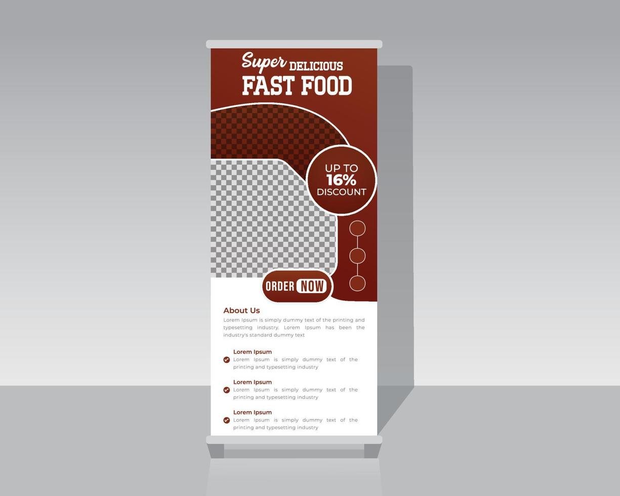 mat och restaurang roll up banner design vektor