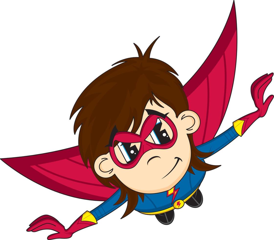 tecknad serie flygande maskerad heroisk- superhjälte karaktär vektor
