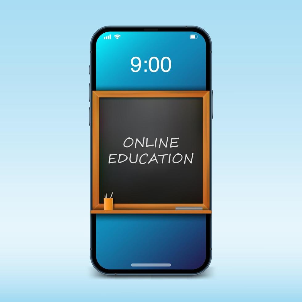 klassrumsundervisning online, lärande på smartphone-livestreaming, vektorillustration vektor