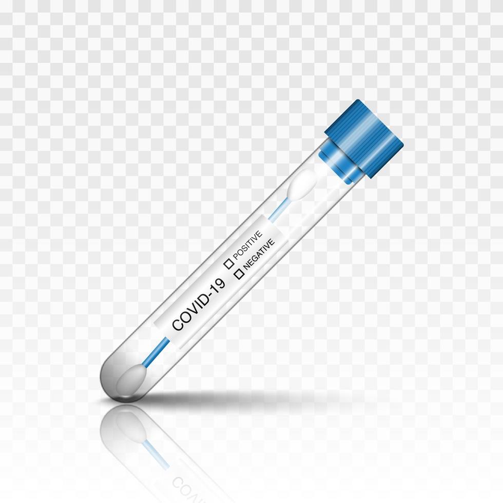 Coronavirus-Covid-19-infizierte Wattestäbchenprobe im Reagenzglas, Vektorillustration vektor