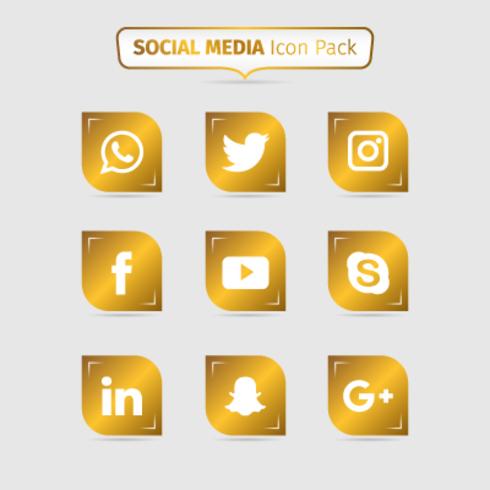 Sammlung des goldenen Social Media vektor