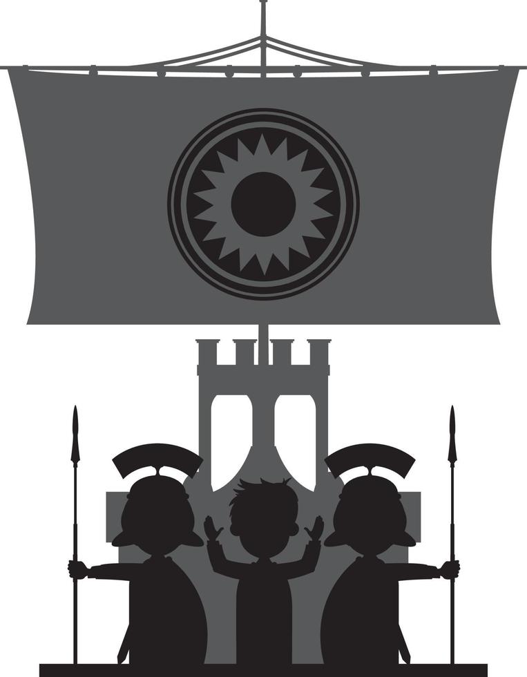 römisch Soldat und Kriegsschiff im Silhouette Geschichte Illustration vektor