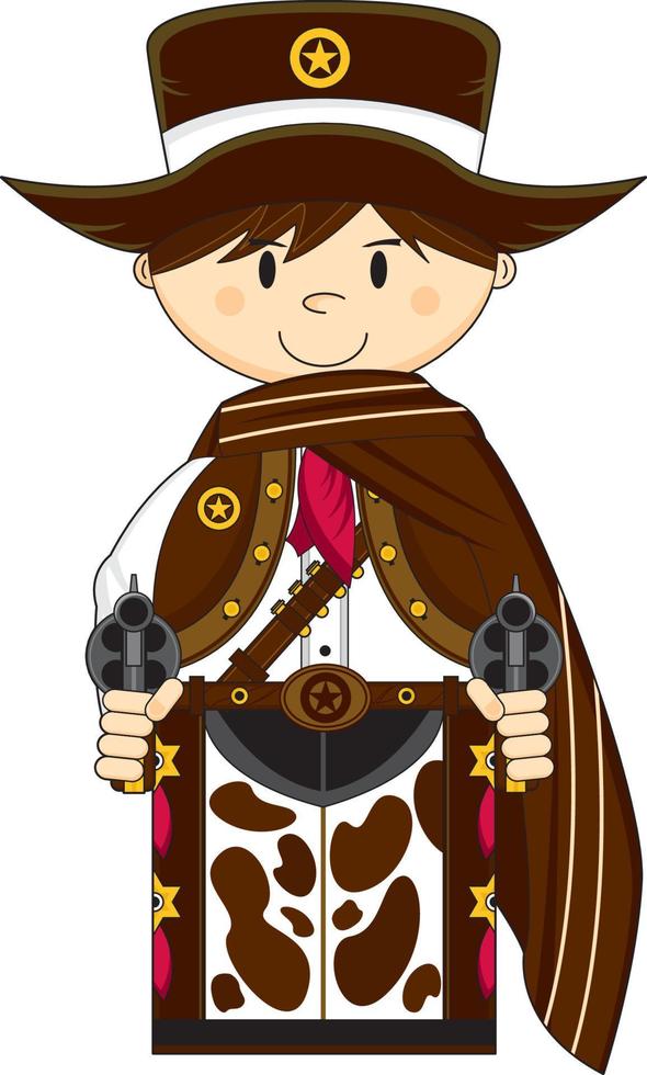 süß Karikatur wild Westen Cowboy Sheriff im Poncho vektor