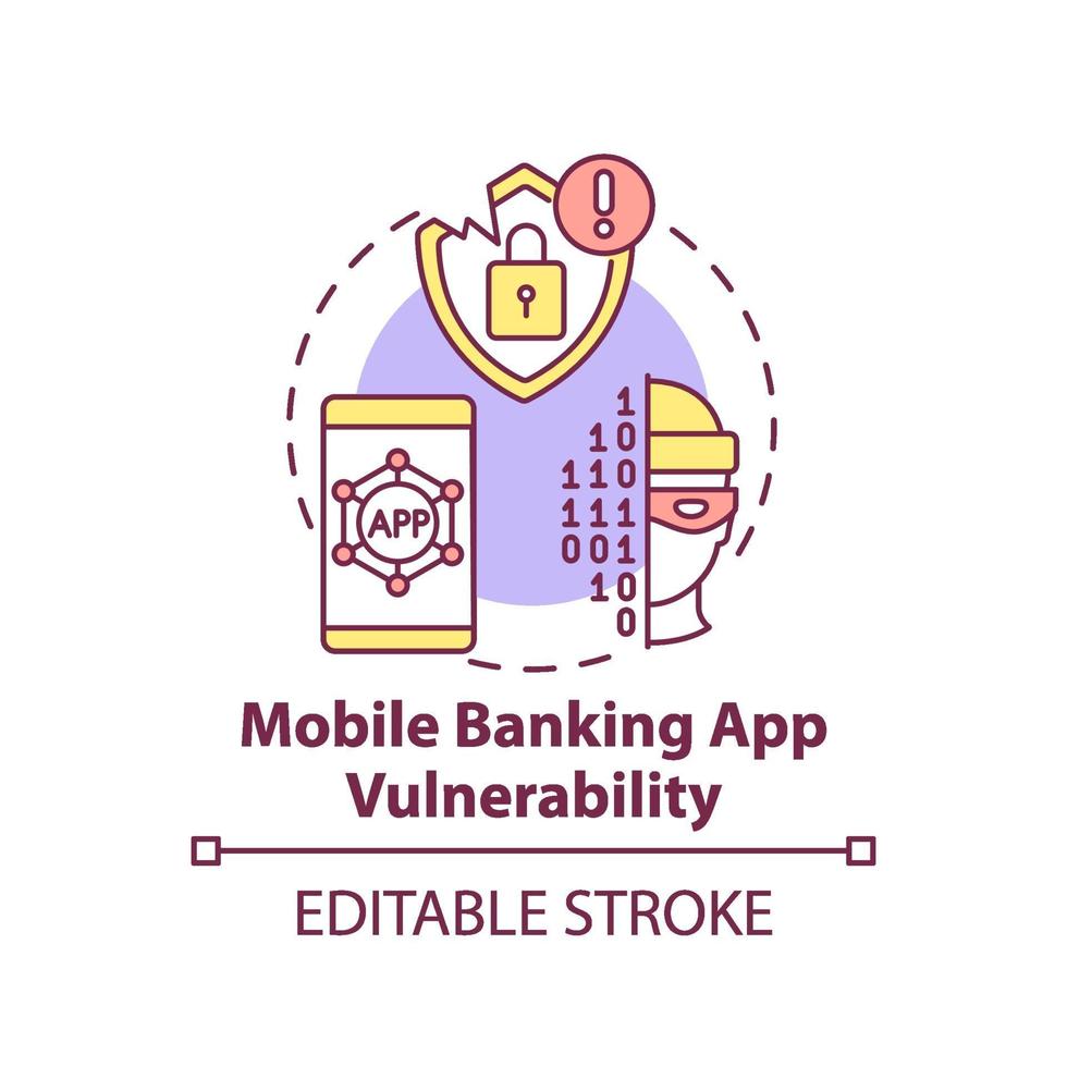 Symbol für das Schwachstellenkonzept der Mobile Banking App vektor