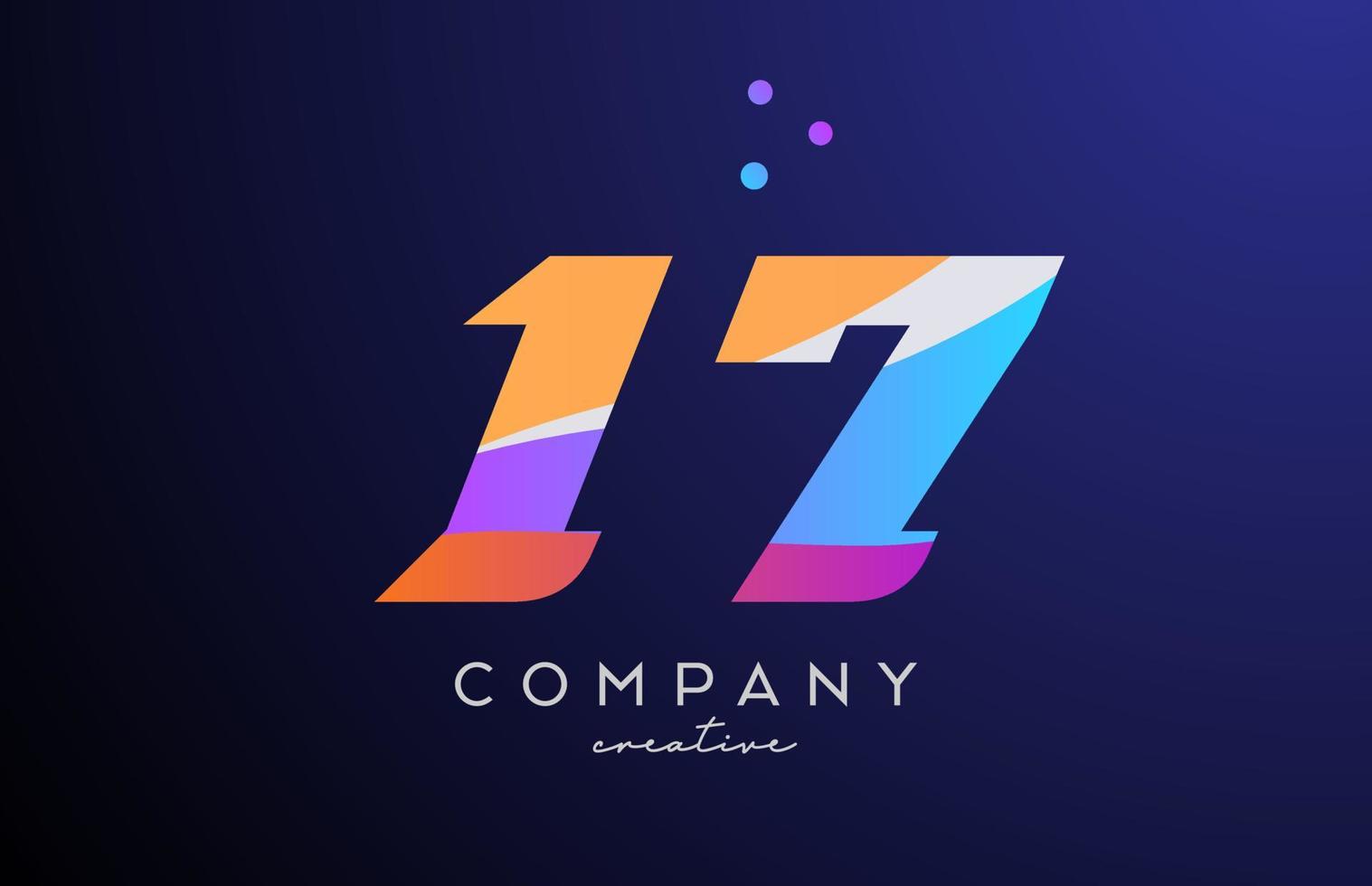 farbig Nummer 17 Logo Symbol mit Punkte. Gelb Blau Rosa Vorlage Design zum ein Unternehmen und Unternehmen vektor