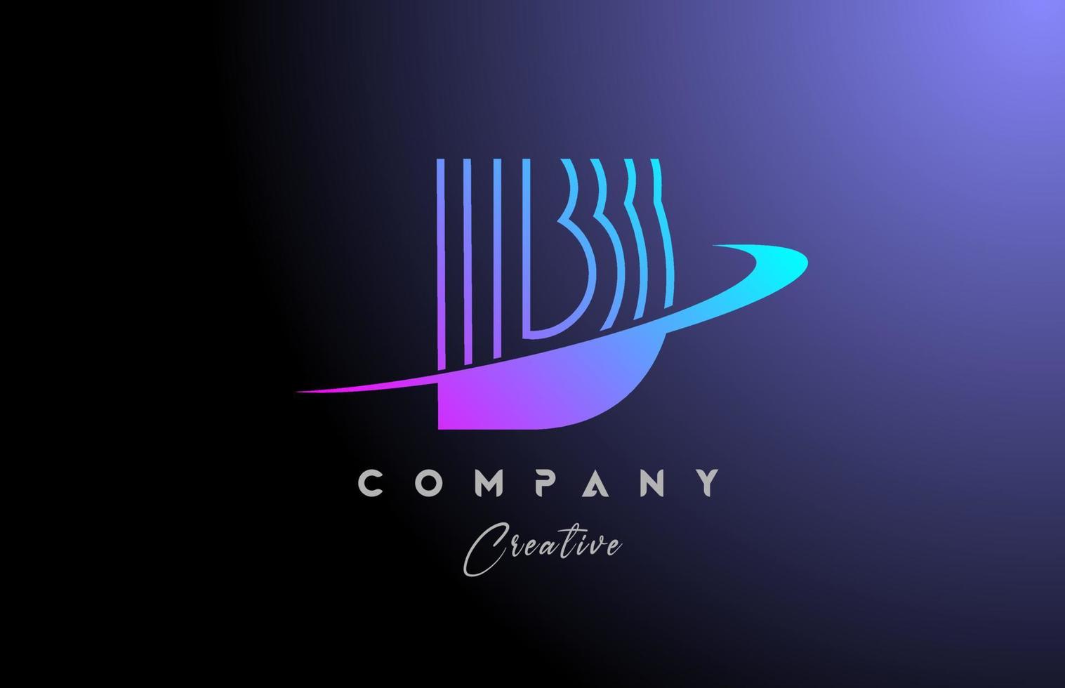 rosa blå b alfabet brev logotyp ikon design med susa. kreativ linje mall för företag och företag vektor