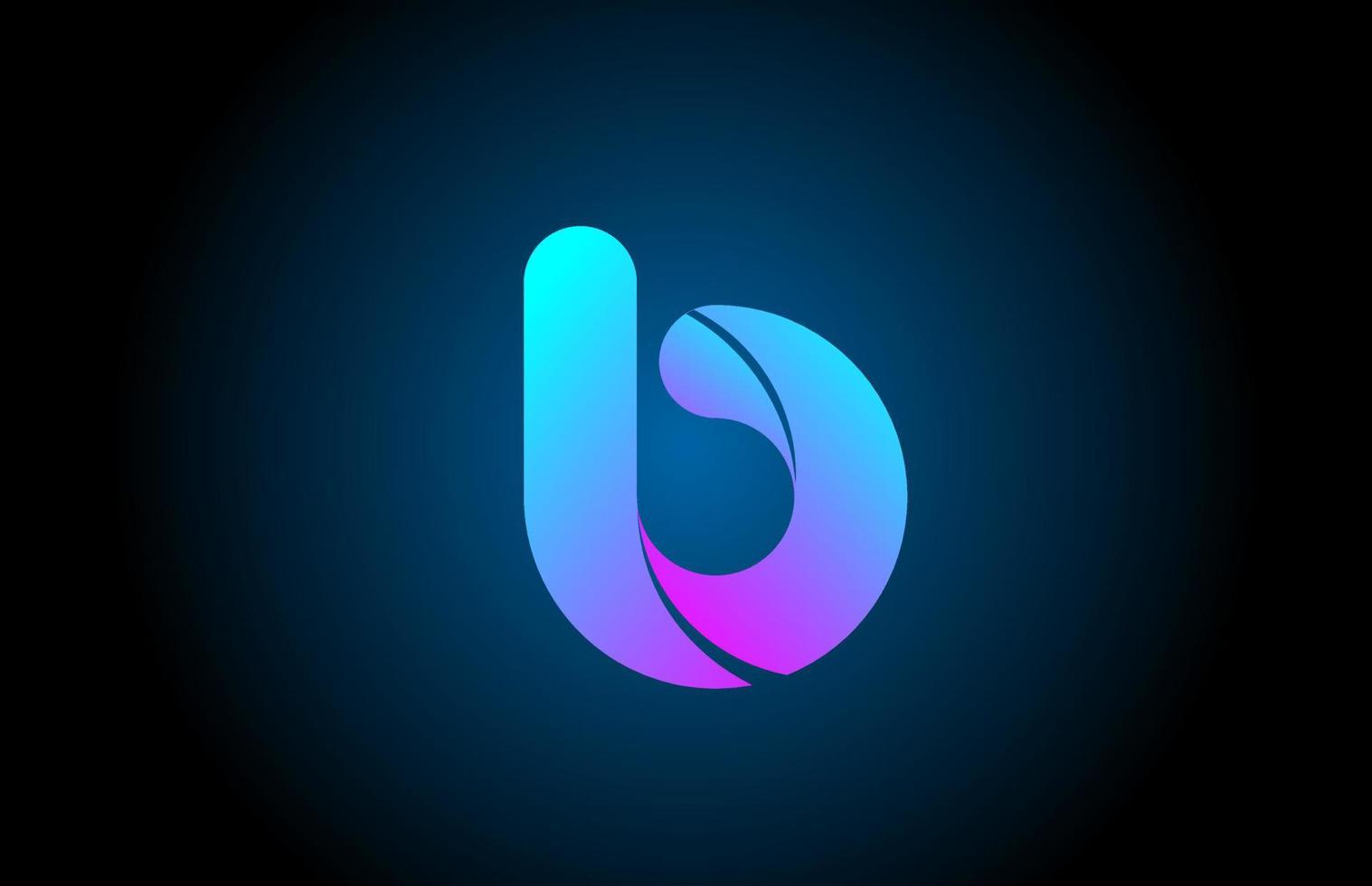 blå rosa b alfabet brev logotyp ikon design med lutning Färg. kreativ mall för företag och företag vektor