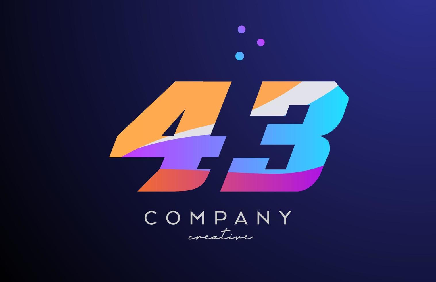 farbig Nummer 43 Logo Symbol mit Punkte. Gelb Blau Rosa Vorlage Design zum ein Unternehmen und Unternehmen vektor