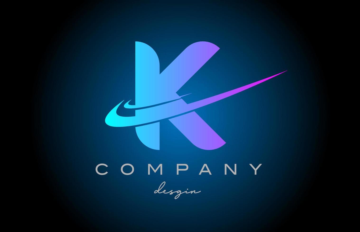 k rosa blå alfabet brev logotyp med dubbel- susa. företags- kreativ mall design för företag och företag vektor