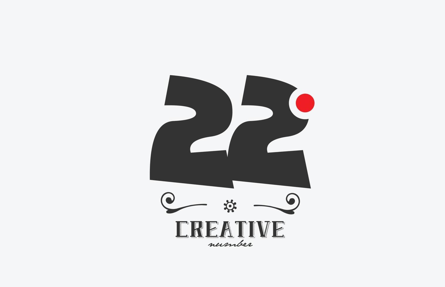 grau 22 Nummer Logo Symbol Design mit rot Punkt. kreativ Vorlage zum Unternehmen und Geschäft vektor