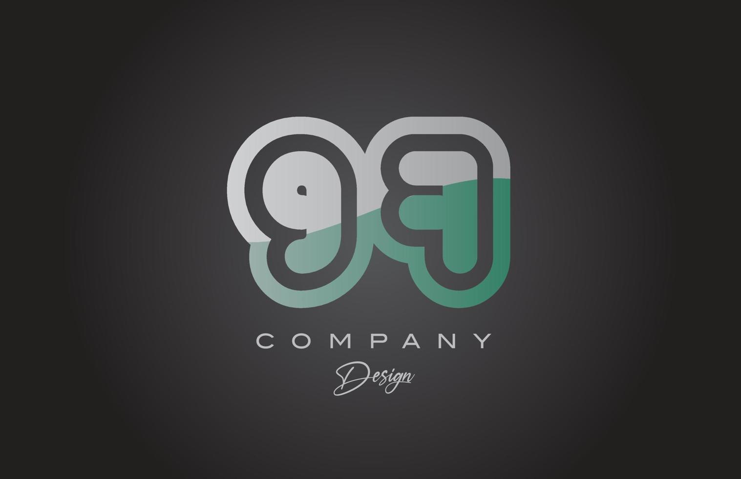 97 grön grå siffra logotyp ikon design. kreativ mall för företag och företag vektor