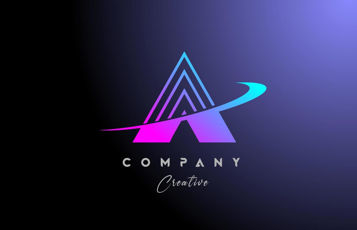 rosa blå en alfabet brev logotyp ikon design med susa. kreativ linje mall för företag och företag vektor
