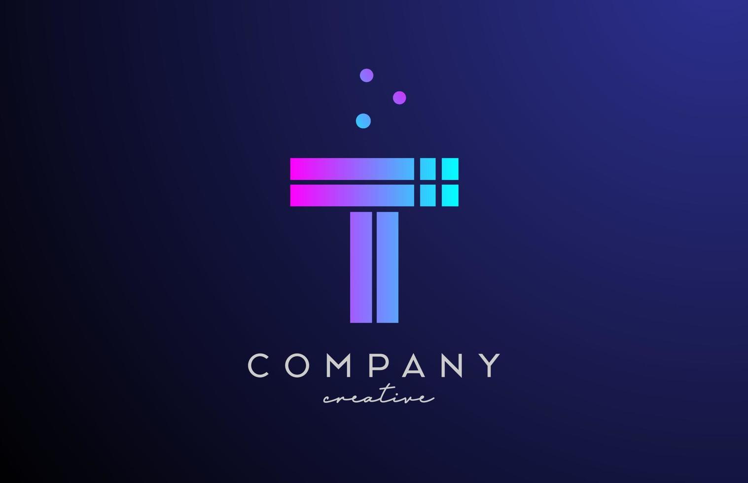 blå rosa t alfabet brev logotyp med prickar. företags- kreativ mall design för företag och företag vektor