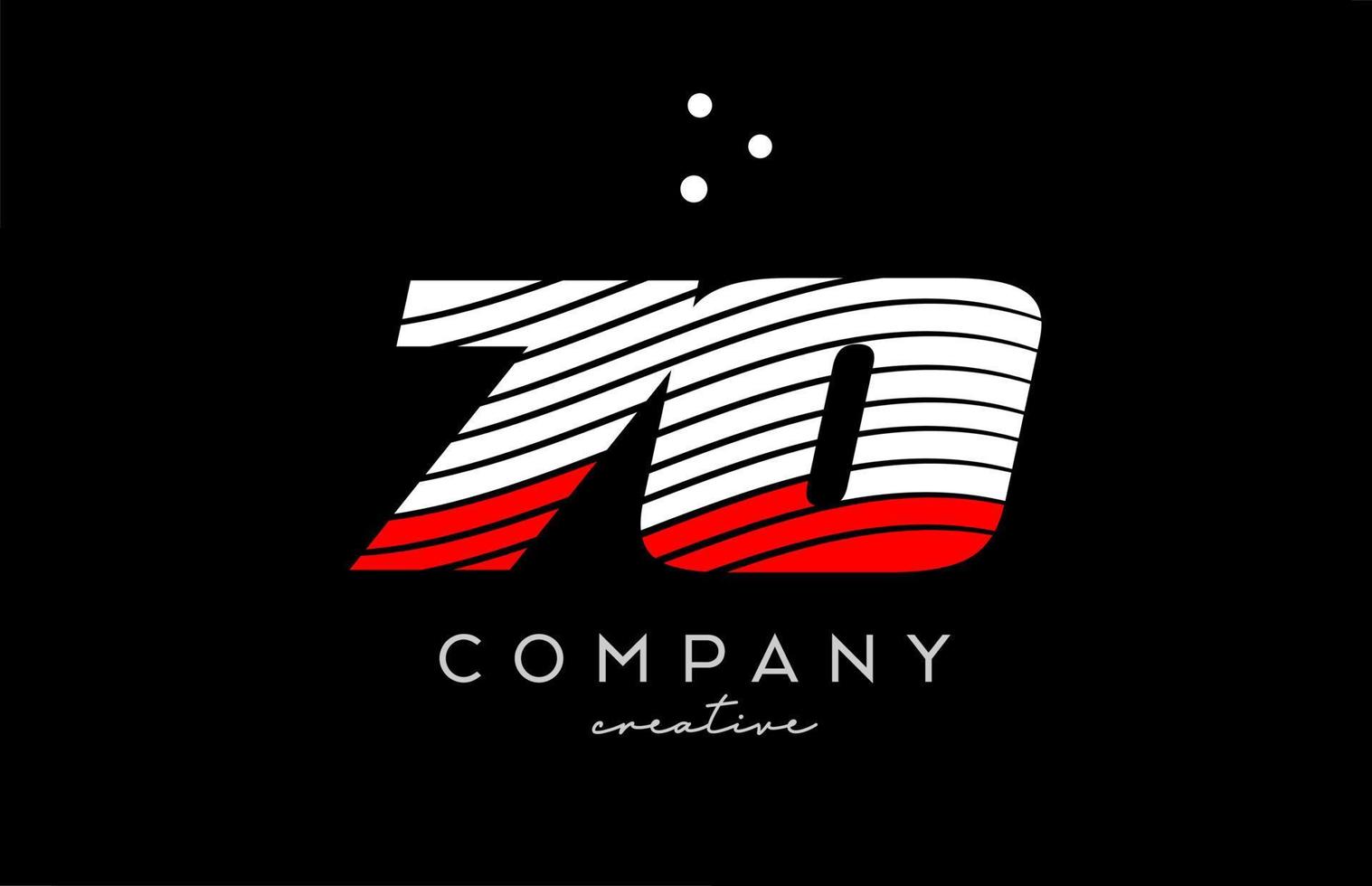 70 siffra logotyp med röd vit rader och prickar. företags- kreativ mall design för företag och företag vektor