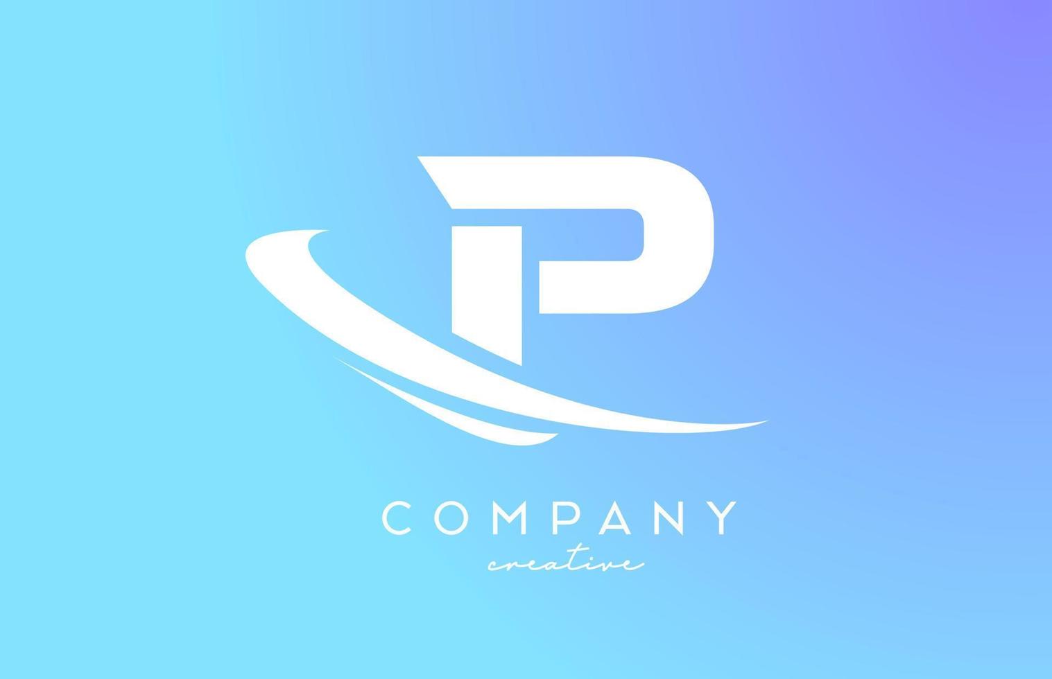 blå pastell Färg p alfabet brev logotyp ikon med susa. kreativ mall design för företag och företag vektor