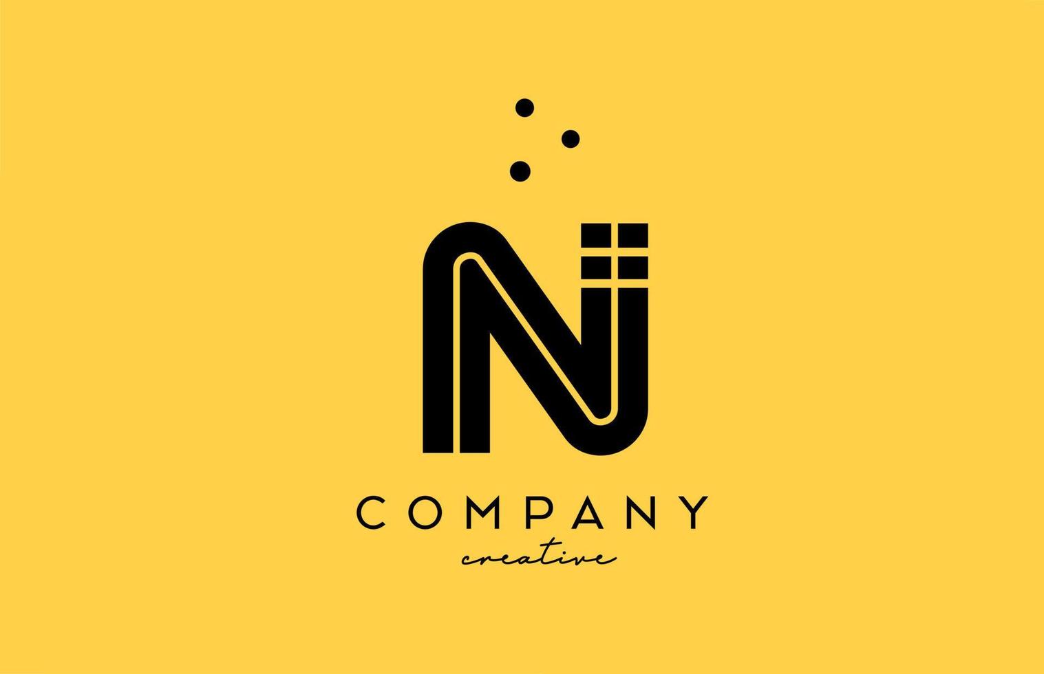 n Gelb schwarz Alphabet Brief Logo mit Linien und Punkte. korporativ kreativ Vorlage Design zum Unternehmen und Geschäft vektor