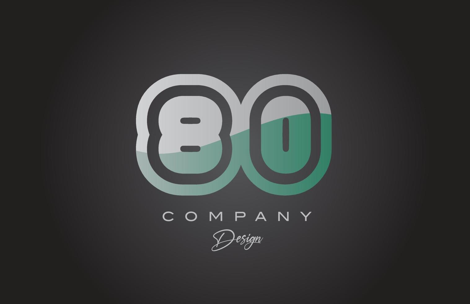 80 Grün grau Nummer Logo Symbol Design. kreativ Vorlage zum Unternehmen und Geschäft vektor
