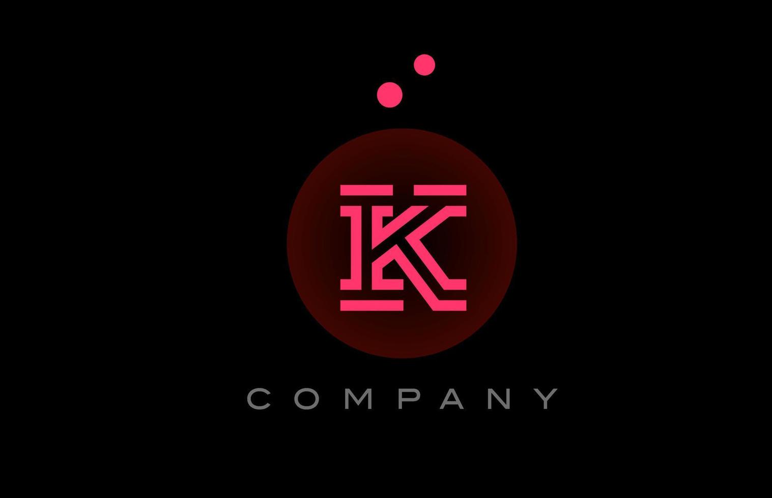 svart rosa k alfabet brev logotyp ikon med prickar och cirkel. mall design för företag och företag vektor
