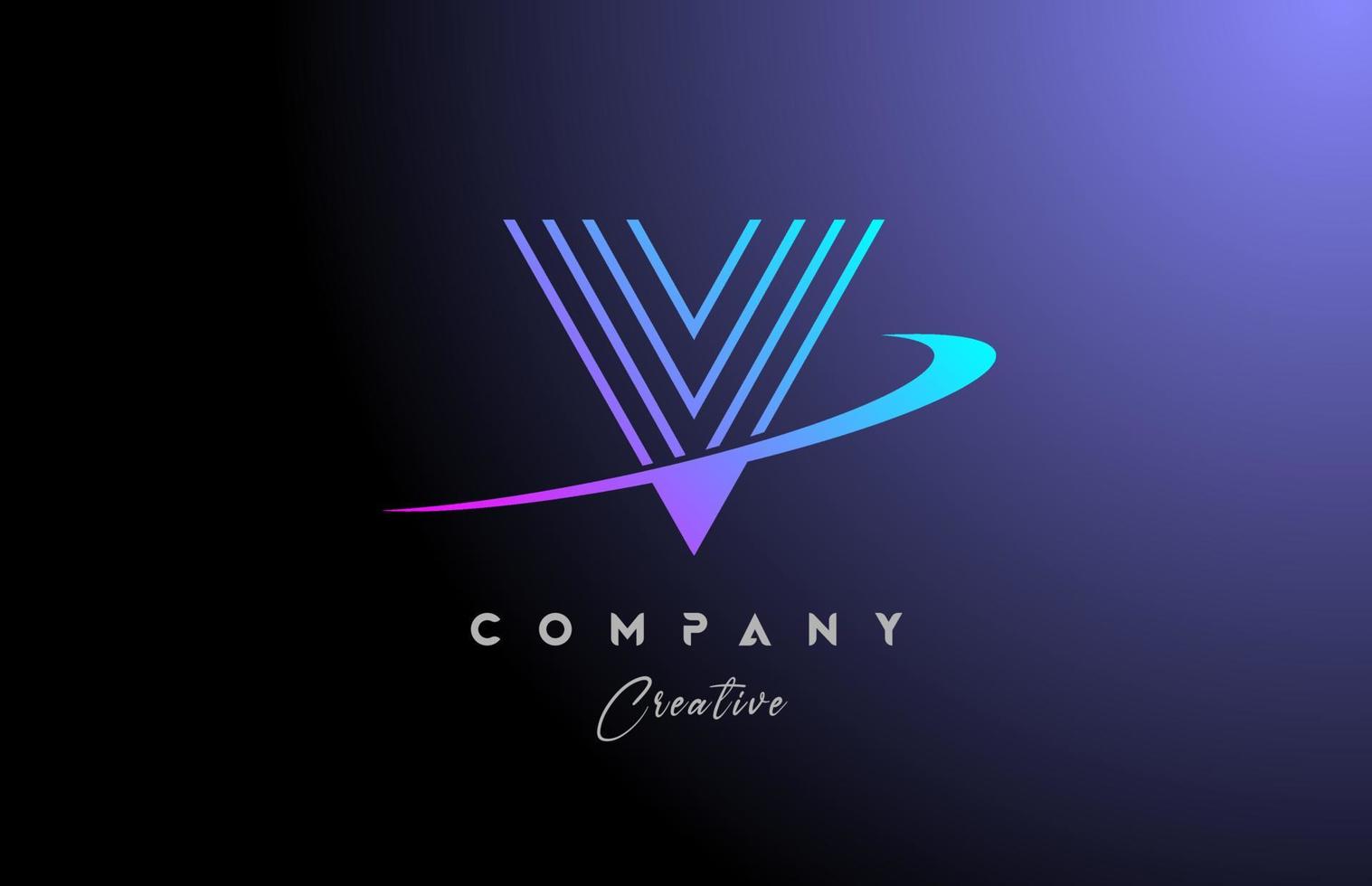 rosa blå v alfabet brev logotyp ikon design med susa. kreativ linje mall för företag och företag vektor