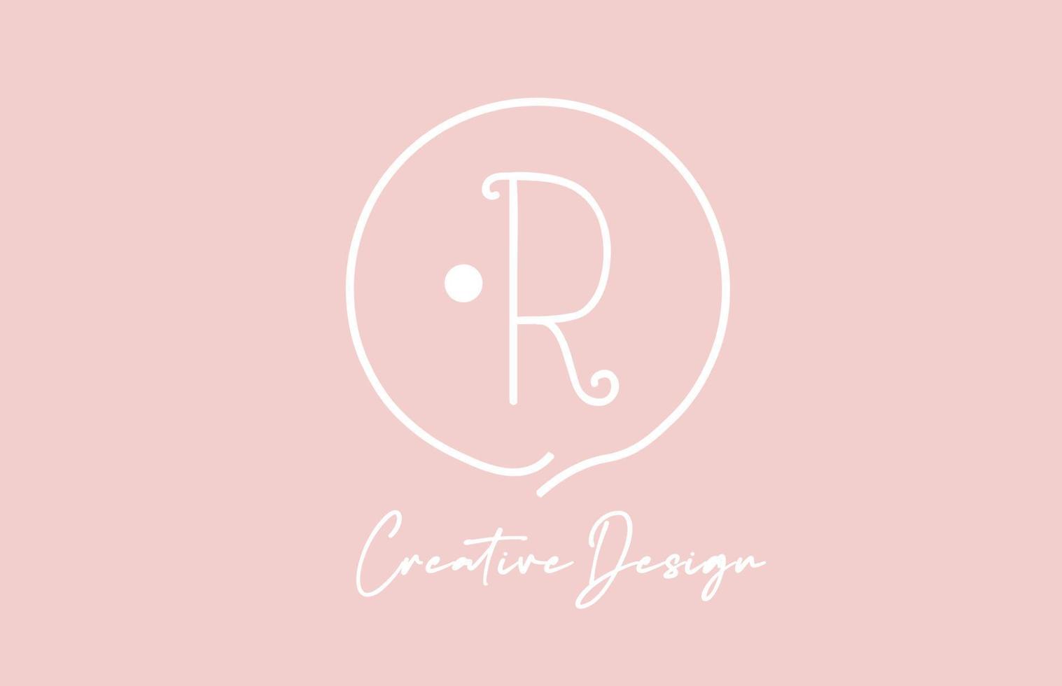 rosa vit r alfabet brev logotyp ikon design med cirkel och årgång stil. kreativ mall för företag och företag vektor