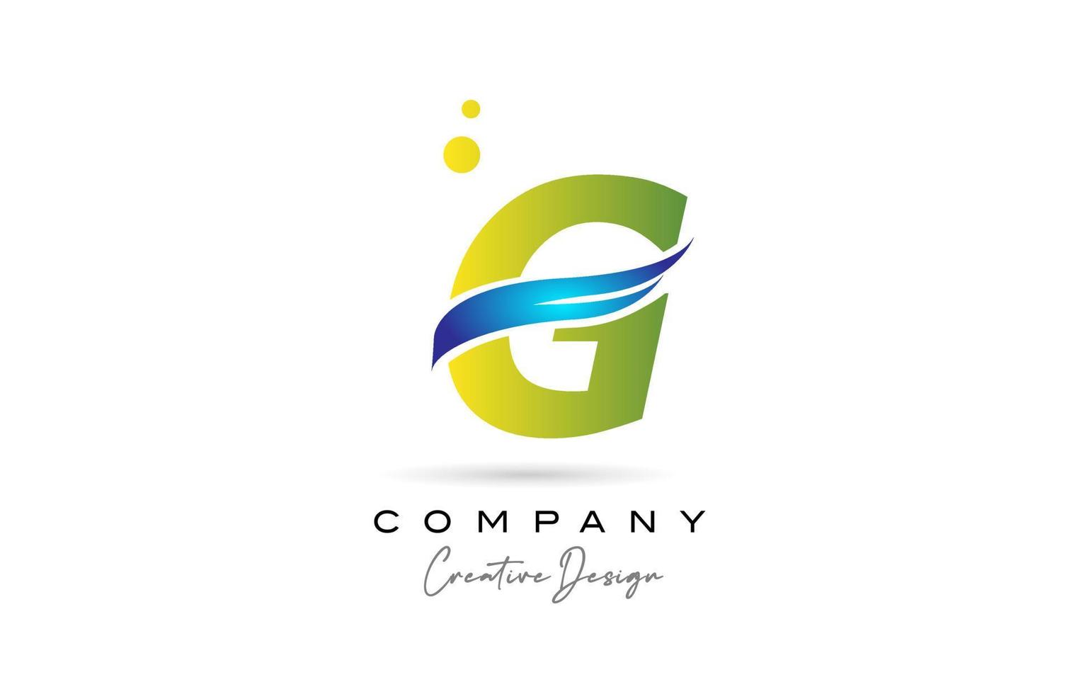 grön g alfabet brev logotyp ikon med susa. kreativ mall för företag och företag vektor
