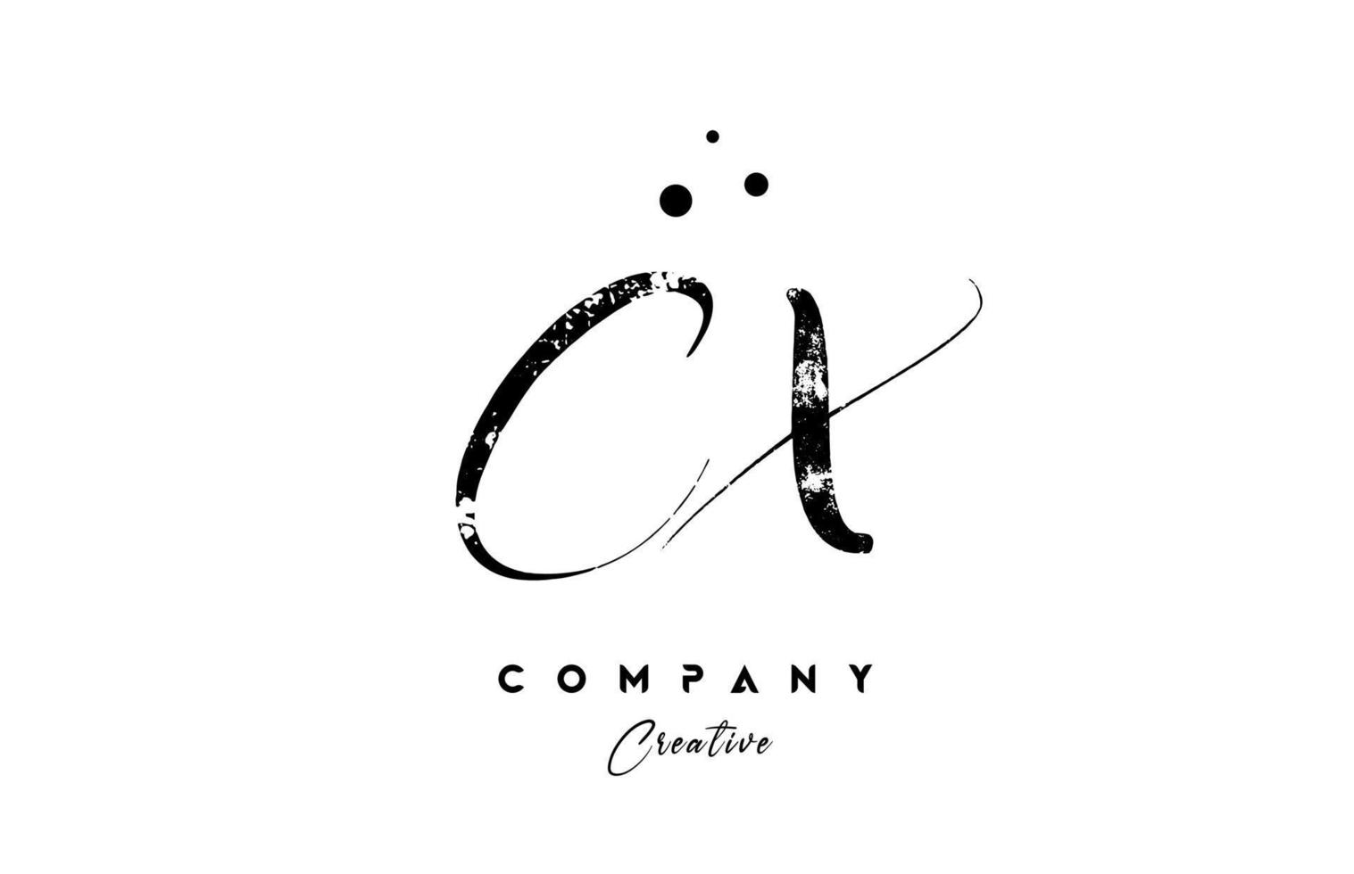 handskriven årgång cx alfabet brev logotyp ikon kombination design med prickar vektor