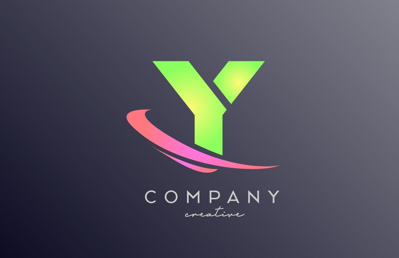 grön rosa y alfabet brev logotyp ikon med susa. kreativ mall design för företag och företag vektor