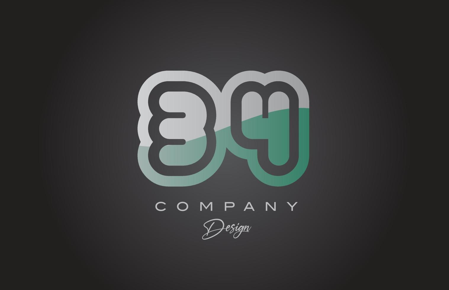 34 grön grå siffra logotyp ikon design. kreativ mall för företag och företag vektor
