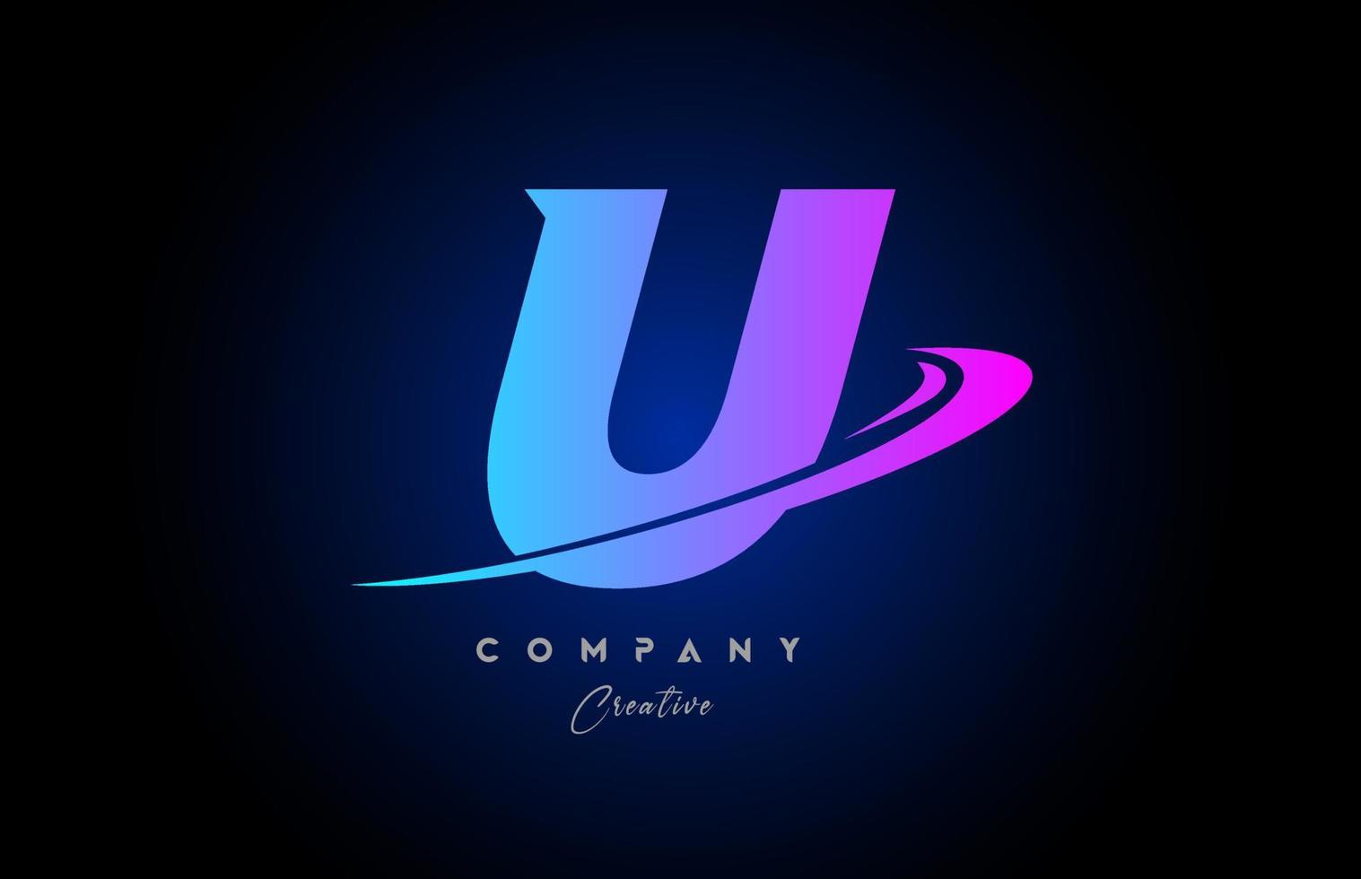 u rosa blå alfabet brev logotyp ikon design med susa. kreativ mall för företag och företag vektor